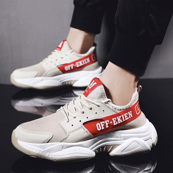 

men shoes fashion flock spring men casual shoes lace-up flats platform autumn increasing high breathable white male, Black