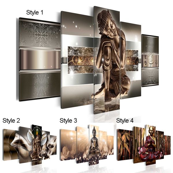 

5pcs/set unframed modern colorful buddha wall decor buddhism art oil painting print on canvas home decor canvas painting picture