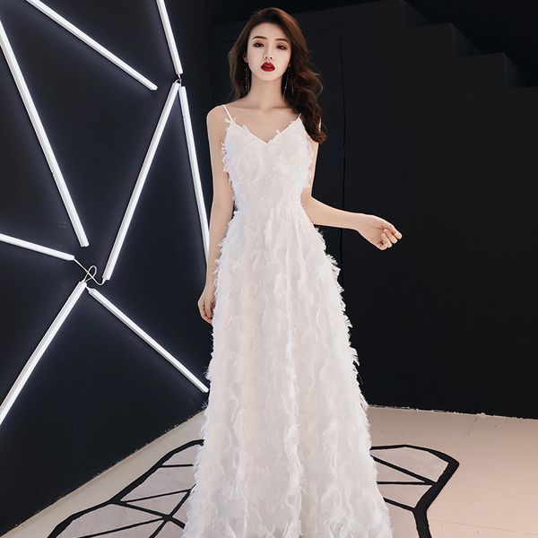 

white suspender evening dress 2020 new fashion birthday dress celebrity temperament banquet president, Black