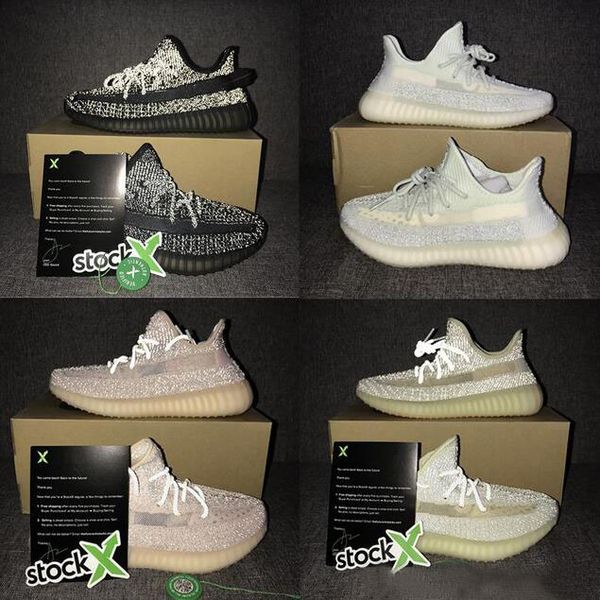

2020 kanye west shoes yecheil yeezreel gid static triple black reflective v2 designer sneakers 3m stock x clay gid glow zebra running shoes