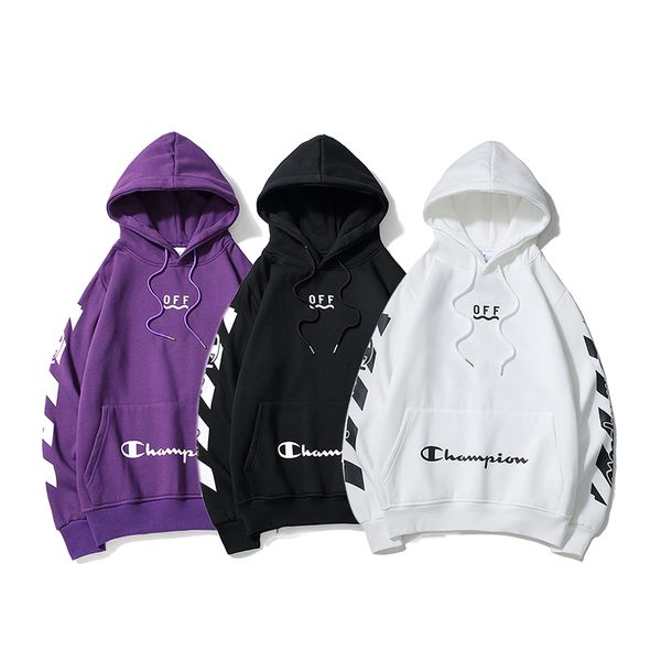 

2020 european and american street 19ss off brushed graffiti arrow cotton white black hoodie sweater