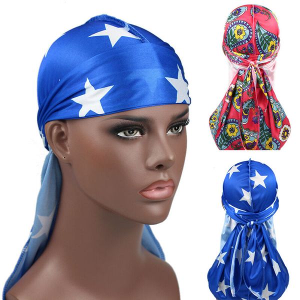 

американские фондовые мусульманин шляпа унисекс бандана headwrap шелковистой воздухопроницаемый durags мужской тюрбан шляпа нам