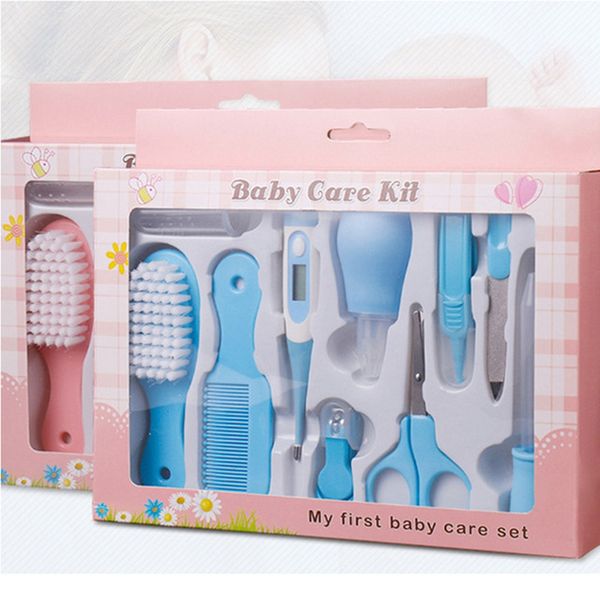 

6/8/10pcs baby health care set kid grooming kit safety manicure nail clippers comb emery hairbrush thermometer newborn care tool