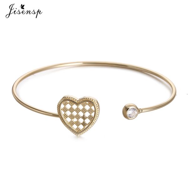 

jisensp clearance sale metal charm heart bangles for women fashion cuff bracelets open geometric bangle cz bracelet pulseira, Black