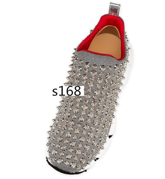

original box krystal spike sock donna flat sneakers designer luxury mens red bottoms shoes 8, Black