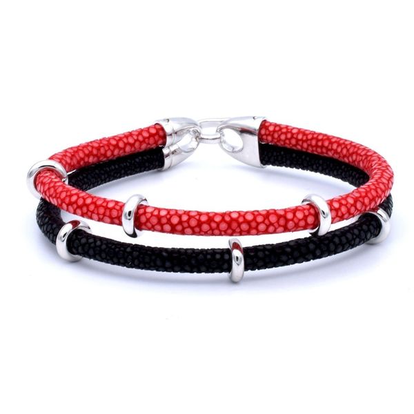 

charm bracelets stainless steel men watch accessories luxury thailand leather stingray genuine leather strap bangle, Golden;silver