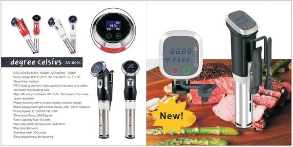 

mowell vacuum slow sous vide beef cooker 1500w powerful immersion circulator - lcd digital timer display stainless steel