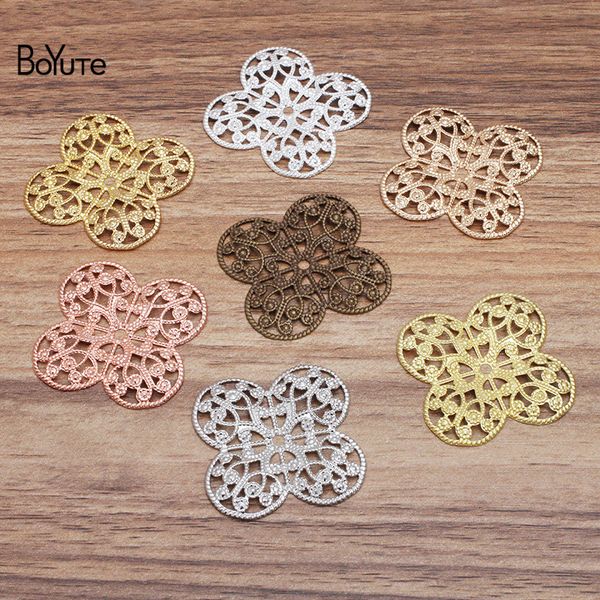 

boyute (50 pieces/lot) 35mm metal brass filigree flower findings diy hand made jewelry materials wholesale, Blue;slivery