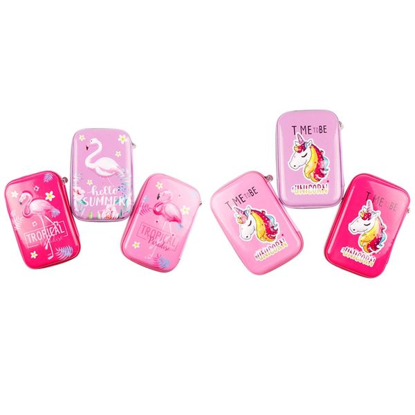 

1pcs large capacity pencil unicorn pen pouch bag for girls and boys zipper cute school eva pencil box random color