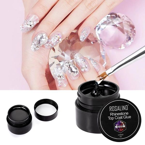 

nail gel rhinestone coat glue transparent 5ml no wipe strong adhesive for rhine foruv/led, Red;pink