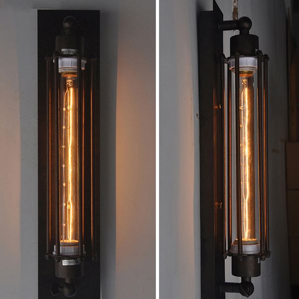 

industrial wall sconces wire cage wall sconce lamps black / rust vintage light fixtures for bar, bedroom, corridor, restaurant