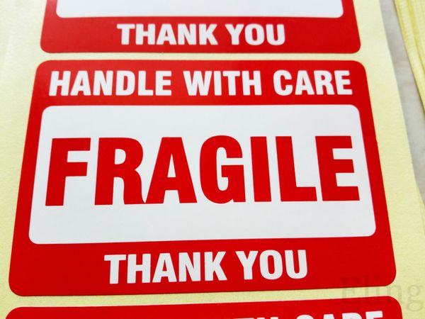 

200pcs 76x51mmHANDLE WITH CARE FRAGILE THANK YOU Self-adhesive Shipping Label Sticker for goods package protection, Item No. SS25