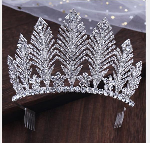 

bride crown luxurious and atmospheric marriage hair decoration stage show crown, Slivery;golden
