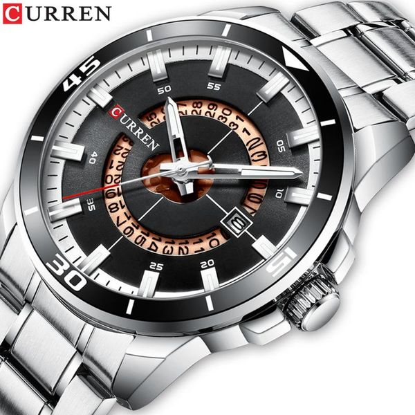 

relogios masculinos stainless steel men's quartz watch dial water resistant man watches luxury business mens watches male, Slivery;brown