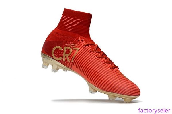 

original red gold cr7 children soccer cleats mercurial superfly v cr7 fg kids soccer shoes ronaldo womens football boots size 35 - 45