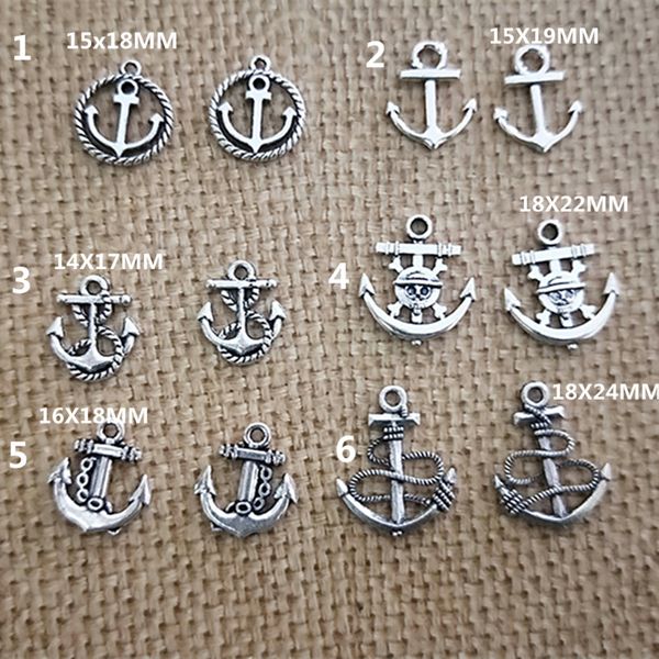 

Череп Anchor старинное серебро 14 Стиль ожерелье Старинные серьги / браслет шарма Юве