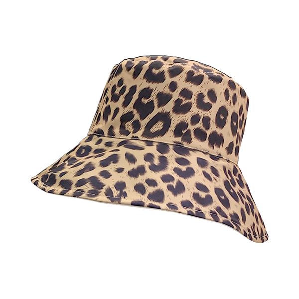 

women summer double-sided two-color leopard print bucket cap big wide brim travel sunscreen fishing fisherman sun hat u21, Blue;gray