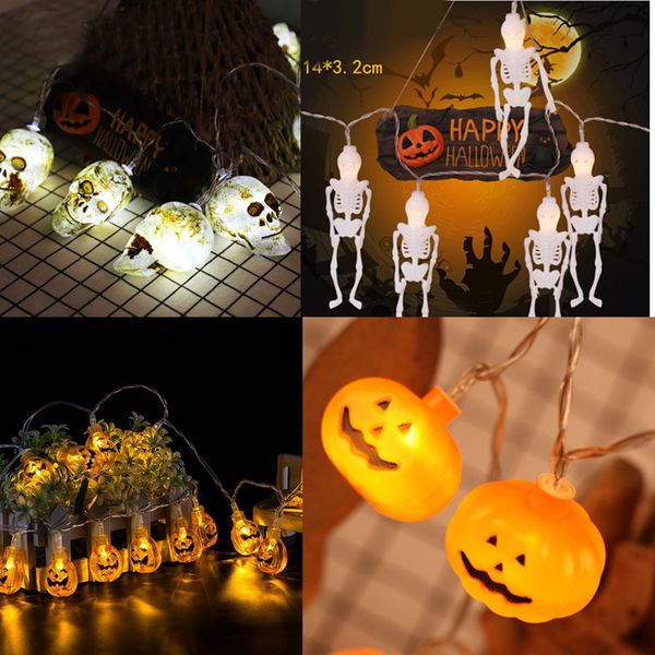 

10 led hanging halloween decor pumpkins/ghost/spider/skull led string lights lanterns lamp for diy home outdoor party supplies