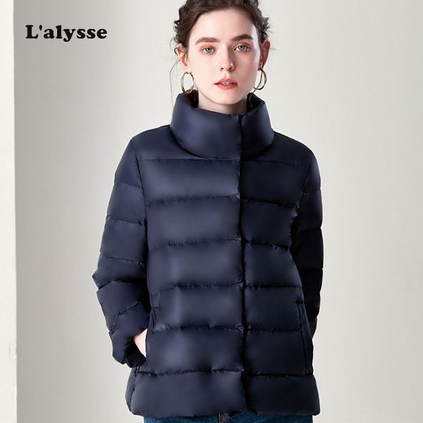 

lalysse 90% white duck down jacket women stand thick long winter coat women hooded korean female puffer jacket doudoune femme, Black
