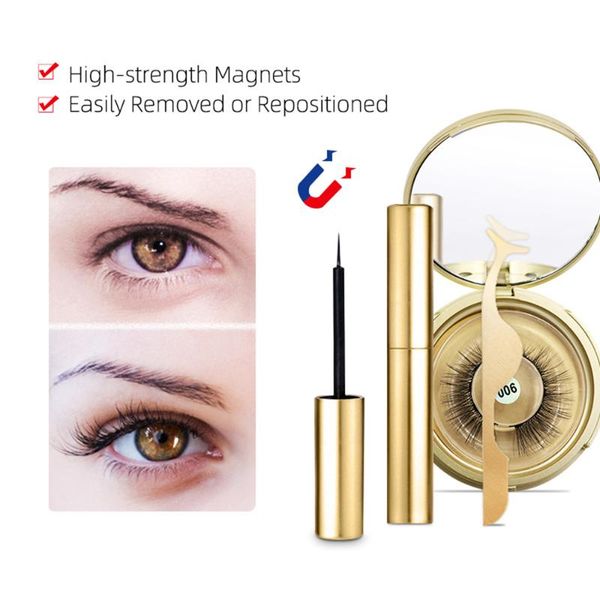 

3d magnetic eyelashes mink lash full strip lashes false eyelash beauty tools individual long cosmetic with eyeliner 1 set