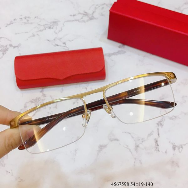 

luxury fashion ca4567598 halfrim glasses frame for men 54-19-140 business metal rim+plank leg for prescription fullset case