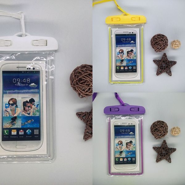 

luminous fluorescent pvc transparent mobile phone luminous waterproof bag bag swimming p diving mobile phone waterproof cover
