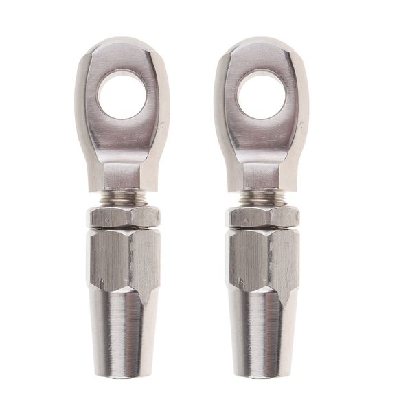 

2x robust 8mm wire rope, cable clamp with eyelet mount, stainless silver