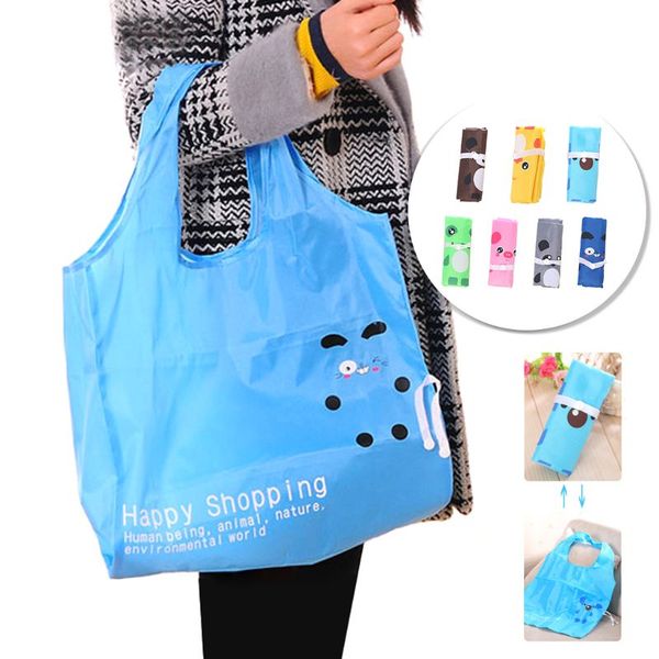 

cartoon shopping travel shoulder bag pouch tote handbag folding reusable bags