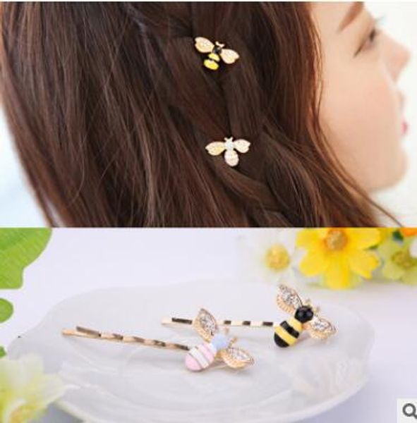 

10pcs/lot cute color spread wings bee clip hairpin bang clip edge water drill