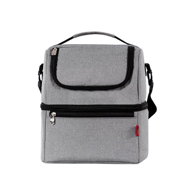 

box insulated lunch bag with large double layer cooler tote shoulder bags for men women, Blue;pink
