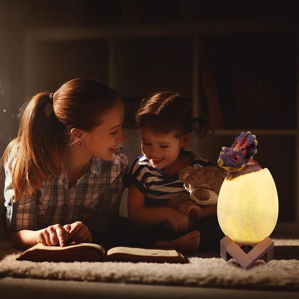 

smart 3d dinosaur led light remote control 16 colors desknight lamp for kids low power consumption and power saving