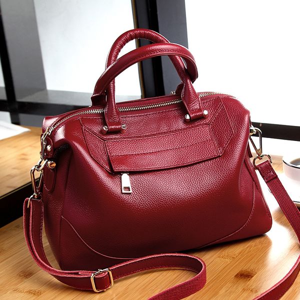 

leather bag 2019 fashion new handbag women's one shoulder cowhide slant cross women's bag