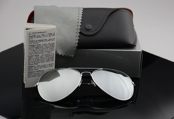 

new polarized lens pilot fashion sunglasses for men and women brand designer vintage sport sun glasses with case and box, White;black