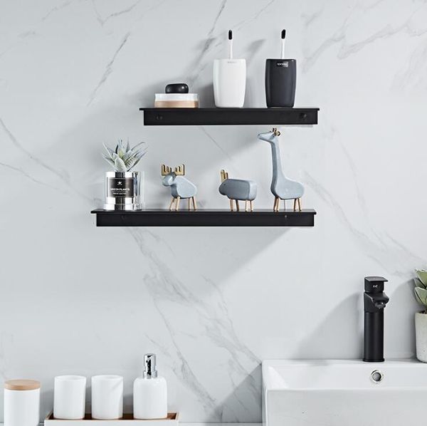 

30/40/50cm white/black bathroom space aluminum bathroom shelves single tier holder shampoo shelf kitchen shelf rack