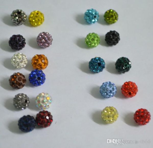 

200 pcs/lot 10 mm mixed color micro pave cz disco ball crystal crystal bead bracelet necklace beads diy .wholesale sale mixed lot