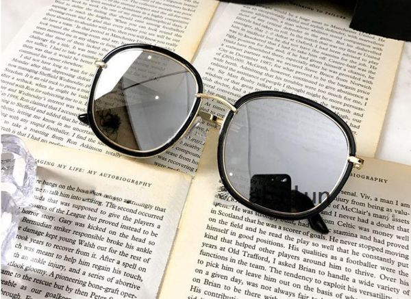

2020 sunglasses mirror lens vintage eyeglasses uv protection classic round sun glasses outdoor women men eyeglasses with box e, White;black