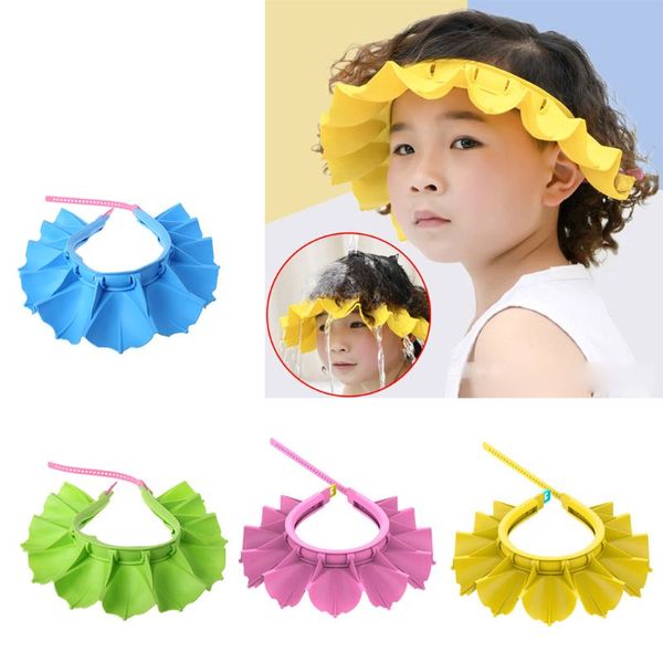 

baby silicone shampoo shower bathing cap adjustable shower cap kids soft protection funny safety visor cap for toddler