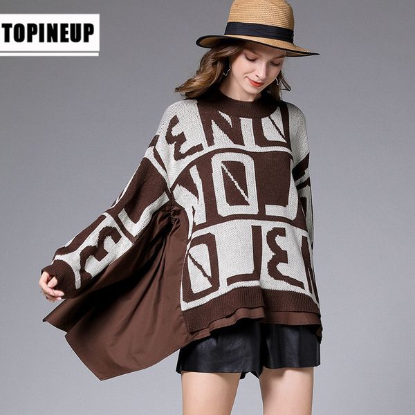 

women crew neck fashion long sleeve glitter lace panel loose pullover plus size women's sweater, White;black