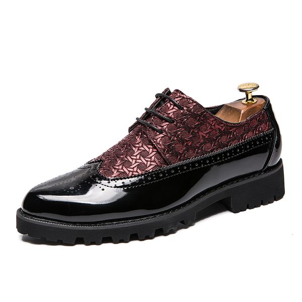 

2019 fashion pointed toe dress shoes men loafers patent leather oxford shoes for men formal mariage wedding shoes, Black