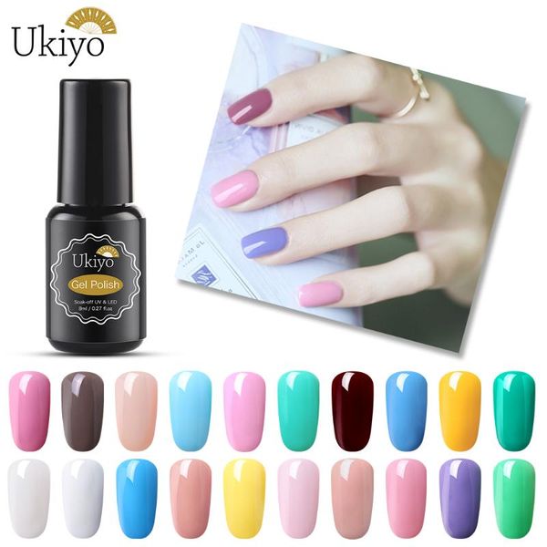 

ukiyo 8ml one step gel polish soak off enamel lacquer uv gel polish varnish semi permanent no need base coat nail art gellak, Red;pink
