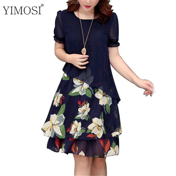 

summer chiffon dress 2019 casual short sleeve o-neck floral print dresses elegant party dress plus size 5xl women clothing, Black;gray