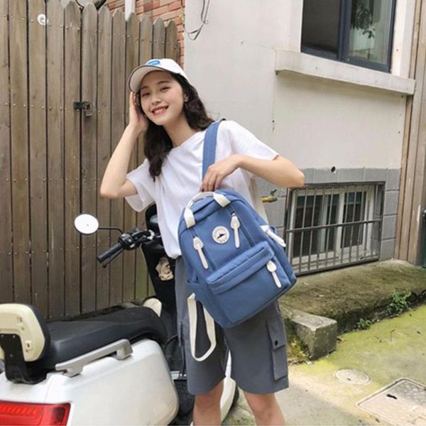 

school bag travel backpack ring buckle teenage waterproof nylon female vertical zipper girls backpack outdoor sports