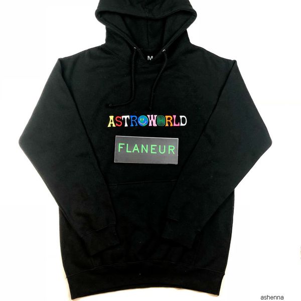 

astroworld hoodie mens designer fleece sweatshirts aw embroidery hip hop pullover new travis hoodies, Black