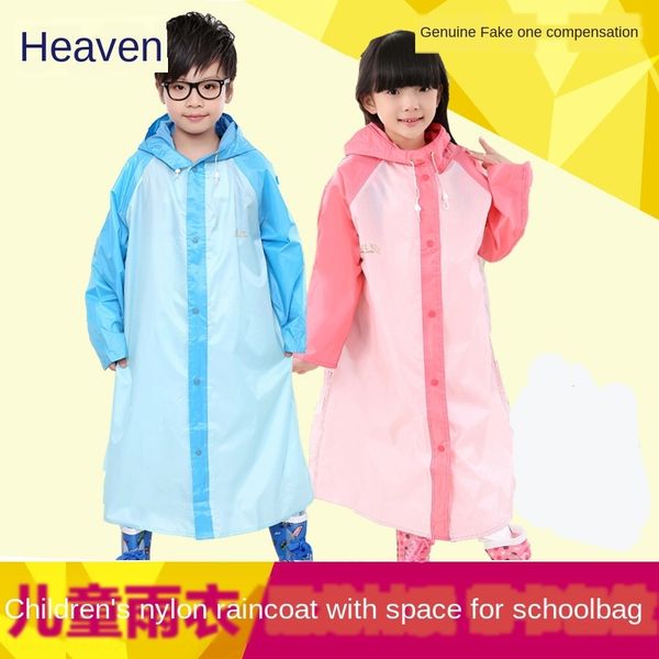 

prox7 paradise umbrella children's jumpsuit poncho with schoolbag boy and girl bag body clothes body clothes baby student cute cartoon, Red;brown