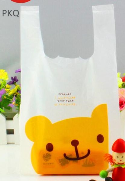 

new design wholesale 100pcs/lot white mini plastic jewelry accessory pouches with bear/,small gift packaging bags