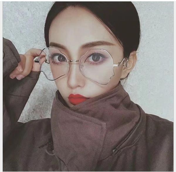 

new trend personality, glasses frame, flat mirror, sunglasses, irregular sunglasses, White;black