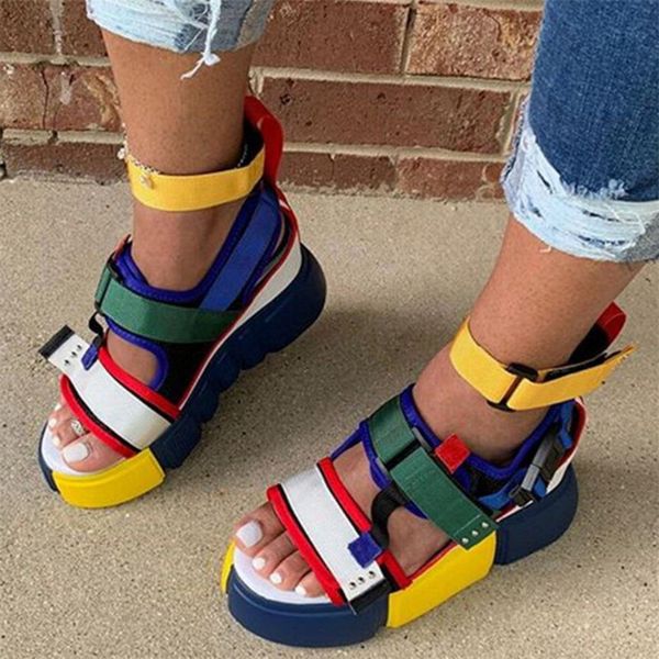 

ins fashion pre-sale lady platform casual thread sandals open toe buckle sandals women 2020 summer shoes woman, Black