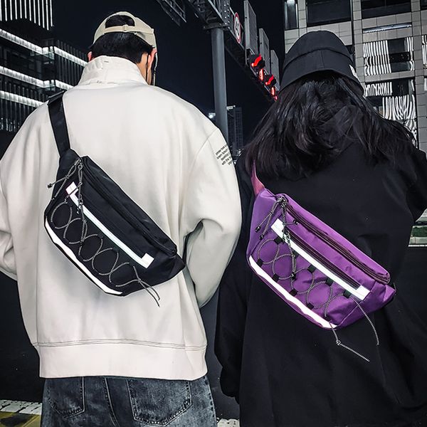 

2020 travel shoulder messenger pack reflective strap men street chest bag high-quality women trendy large space waist bagsg219