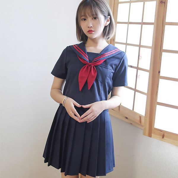 

uphyd 2019 jk японская военно-морская форма мода школьный класс моряк школьная форма для косплея девушки костюм 3 шт. / компл, White