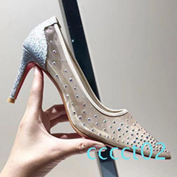 

luxury designer red bottom women shoes high heels 7cm 10cm nude pink leather pointed toes pumps dress shoe rhinestone shoes ct2, Black